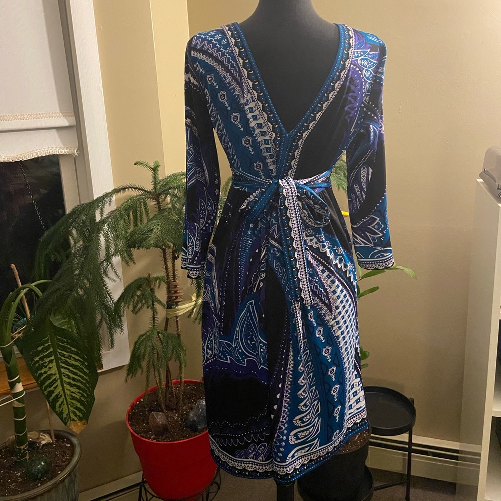 New York & Company Blue and Black Midi Dress - Picture 6 of 16